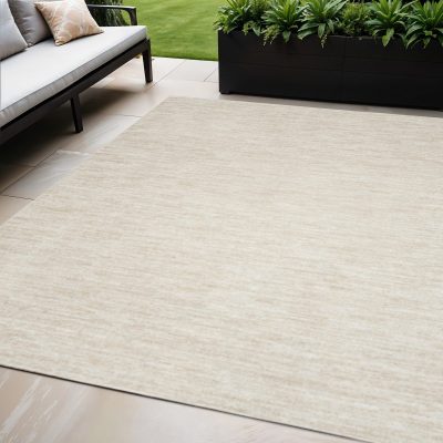 5′ X 7′ Beige and Ivory Indoor Outdoor Area Rug