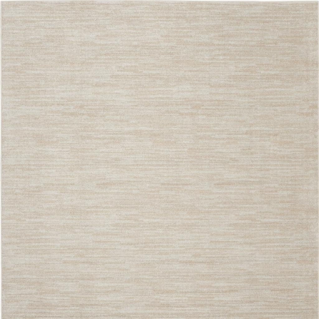 7′ Beige and Ivory Square Indoor Outdoor Area Rug