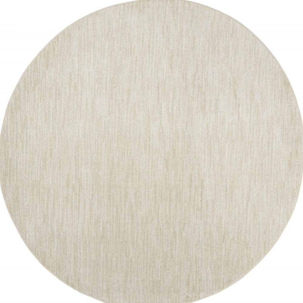 8′ X 8′ Beige And Ivory Indoor Outdoor Round Rug