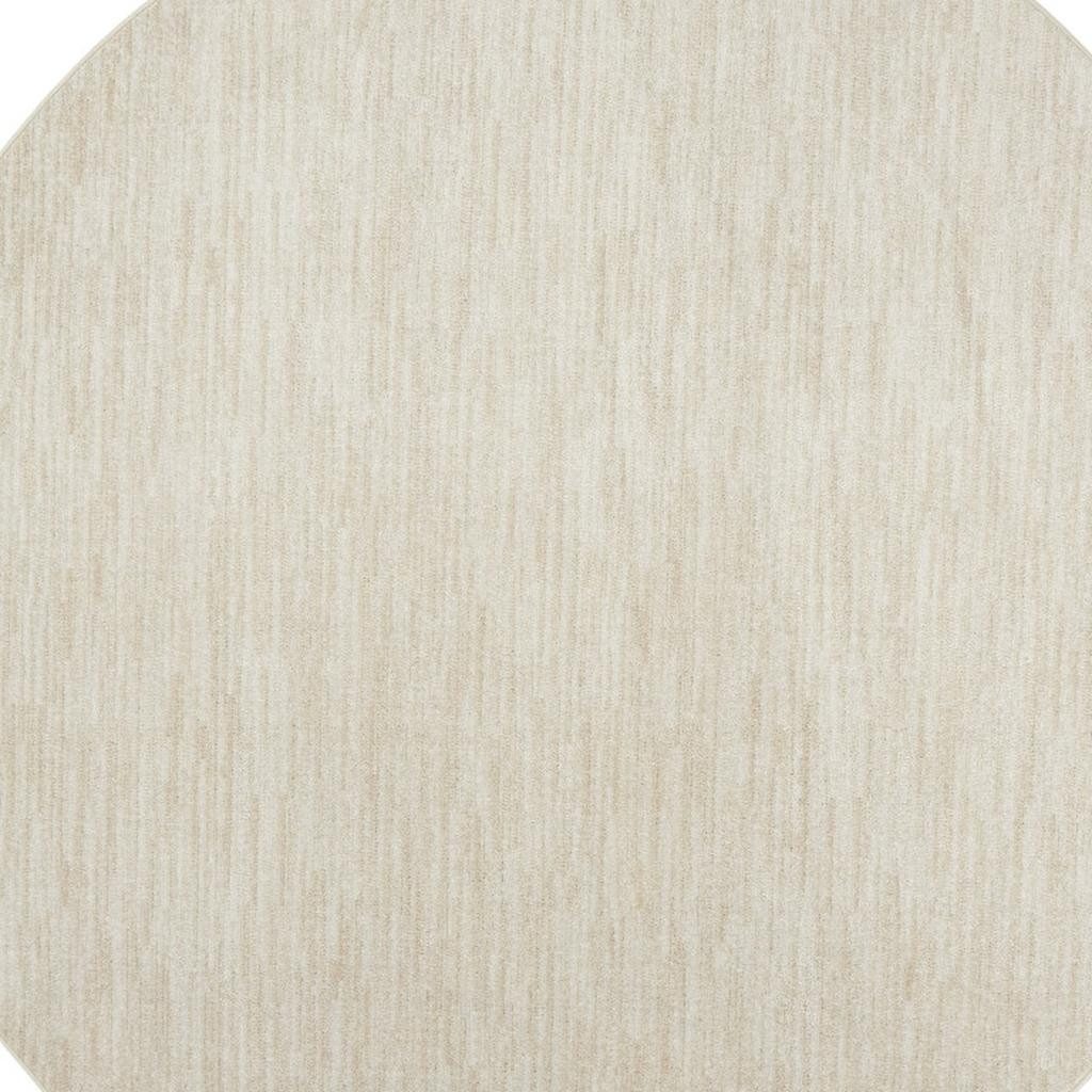 8′ X 8′ Beige And Ivory Indoor Outdoor Round Rug