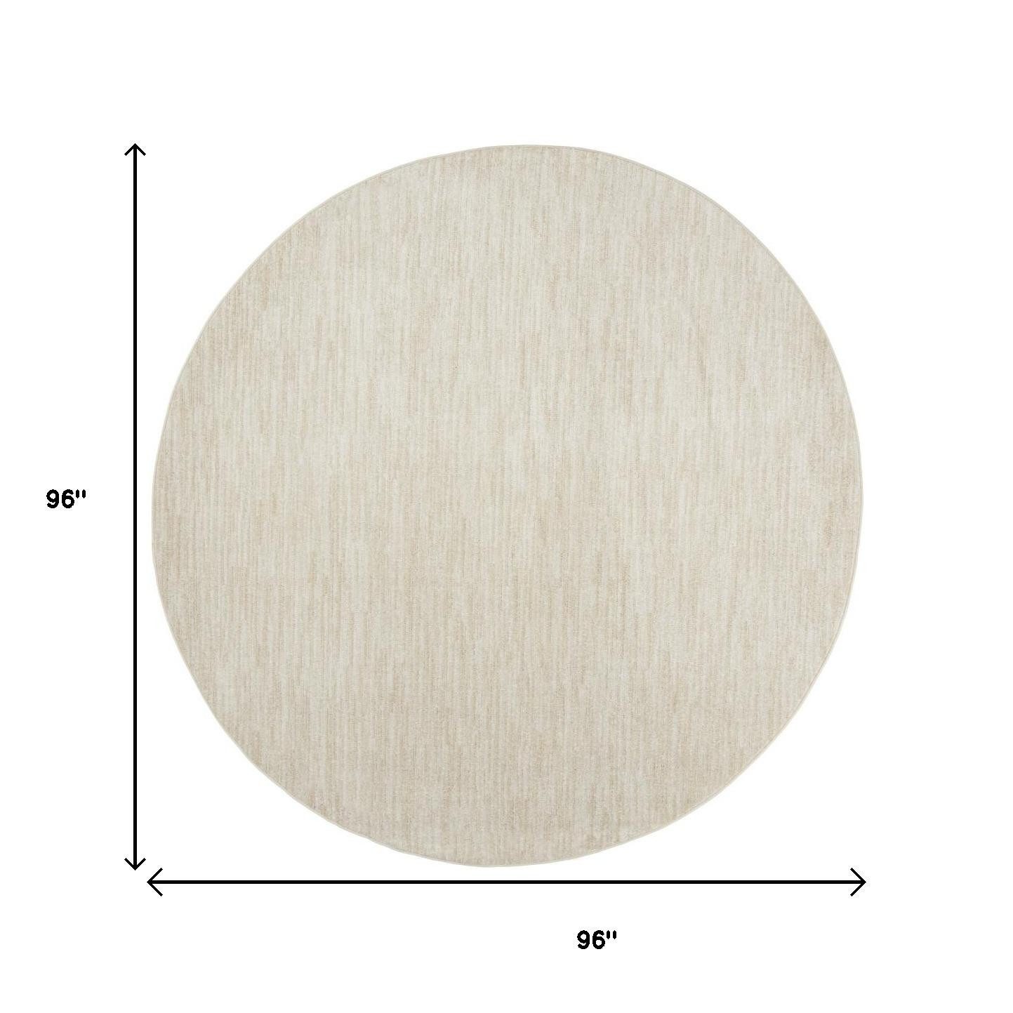 8′ X 8′ Beige And Ivory Indoor Outdoor Round Rug