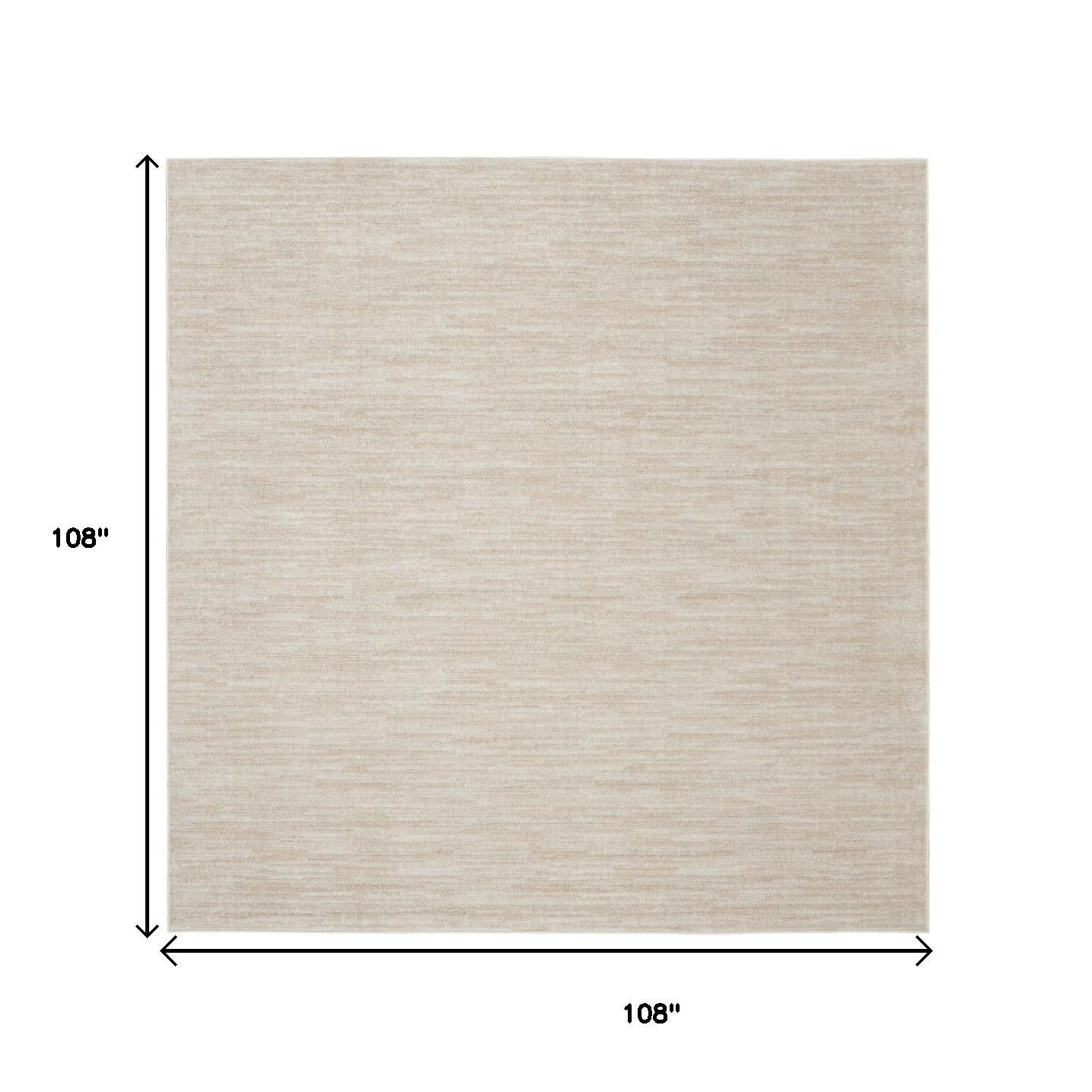 9′ Beige and Ivory Square Indoor Outdoor Area Rug