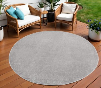 8′ X 8′ Gray Indoor Outdoor Round Rug