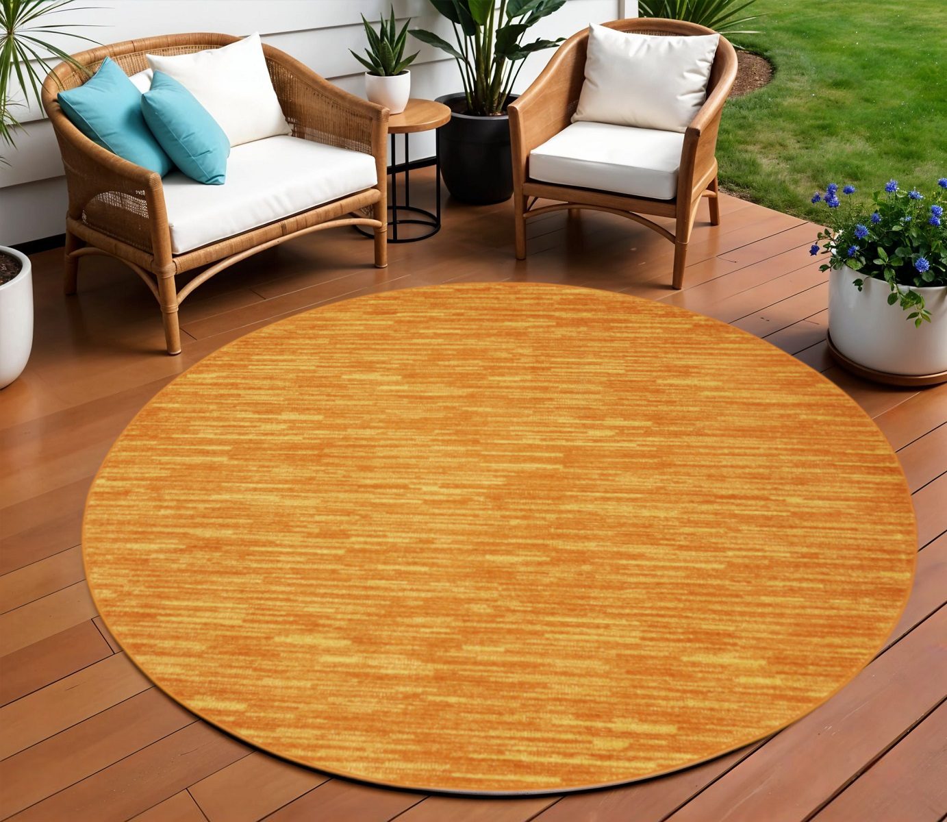 8′ X 8′ Orange Indoor Outdoor Round Rug