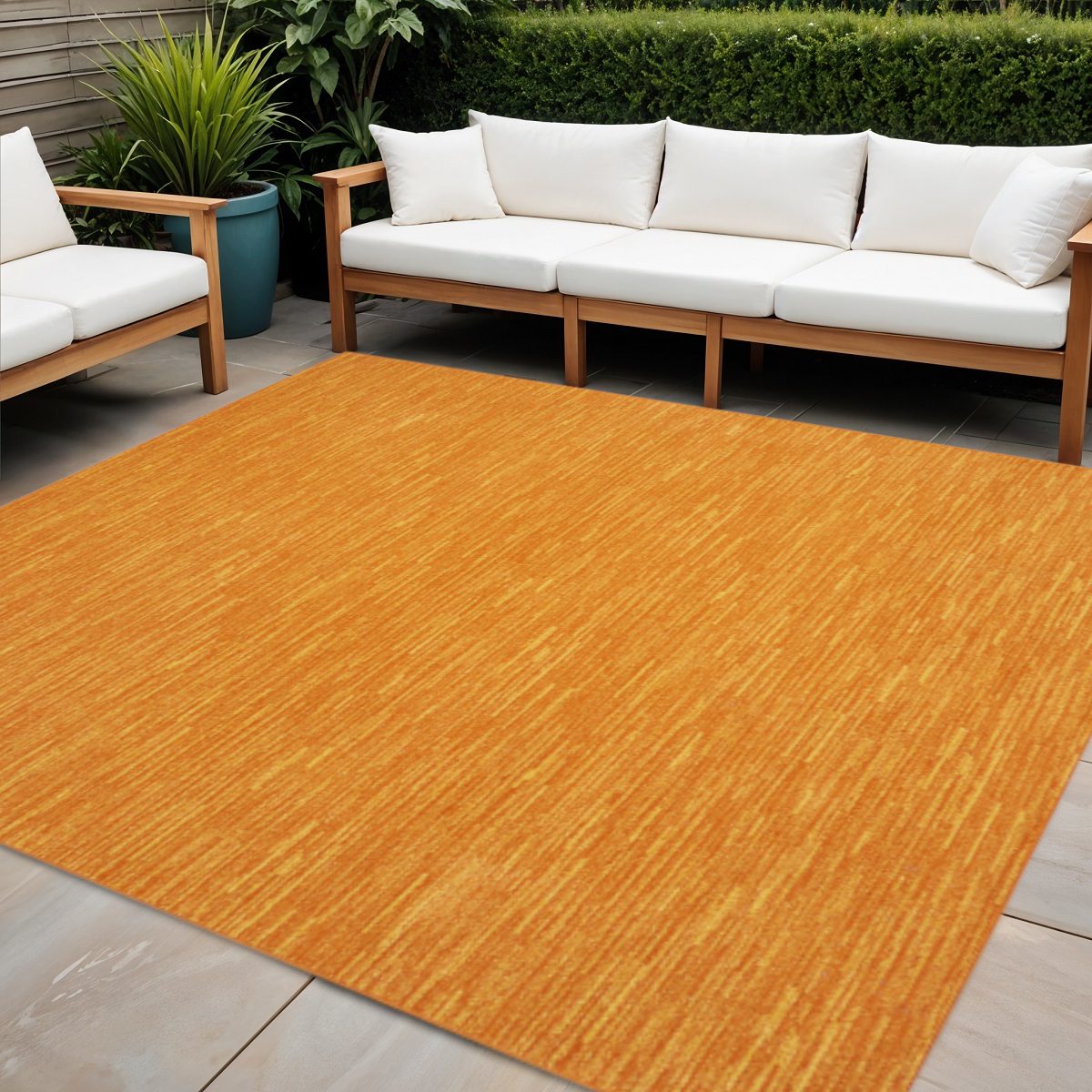 9′ Orange Square Indoor Outdoor Area Rug