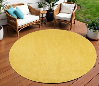 8′ X 8′ Yellow Indoor Outdoor Round Rug