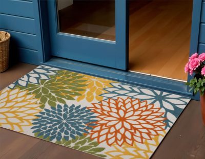 3′ X 4′ Blue And Yellow Indoor Outdoor Area Rug