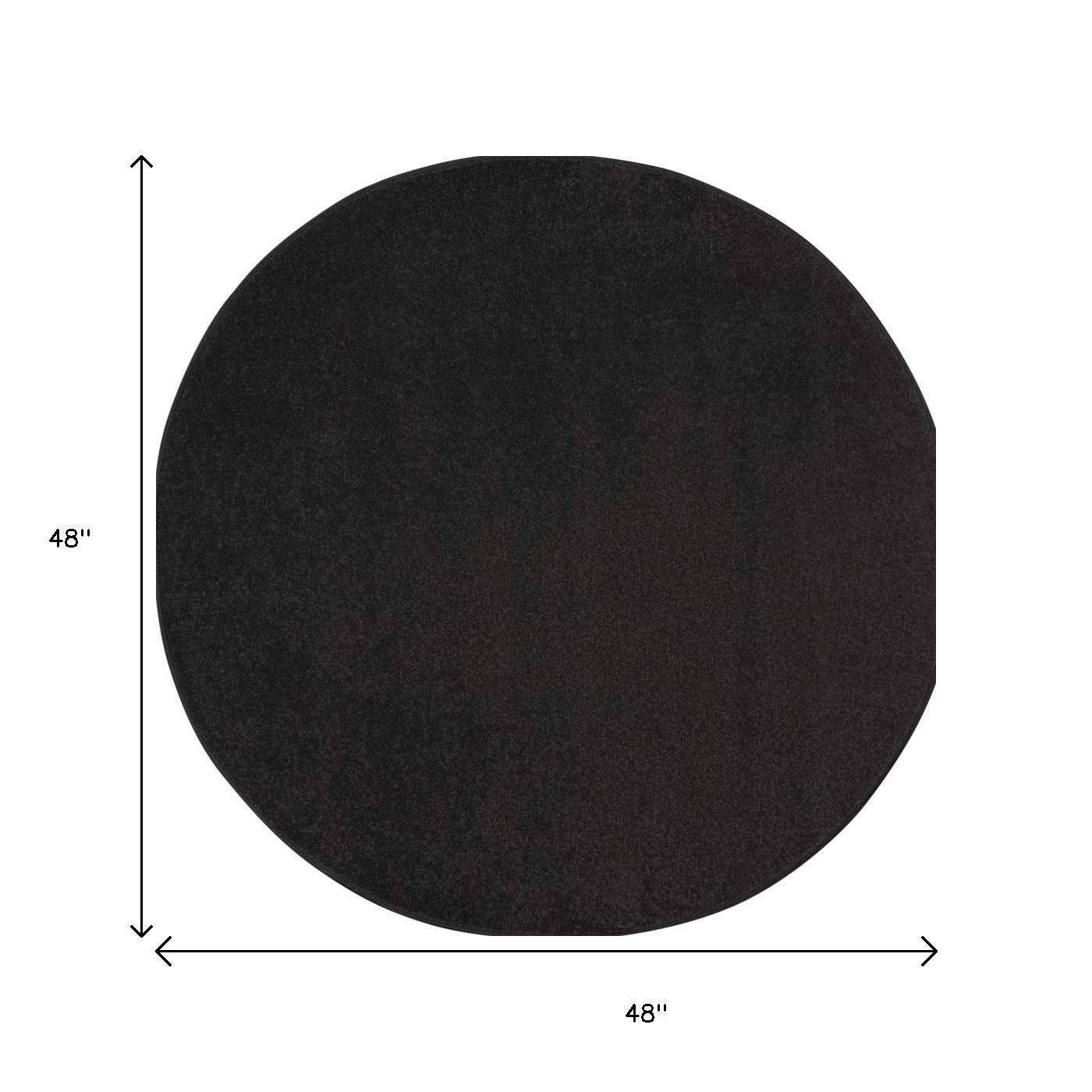 4′ Black Indoor Outdoor Round Rug
