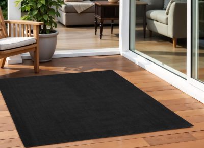 5′ X 5′ Black Square Indoor Outdoor Area Rug