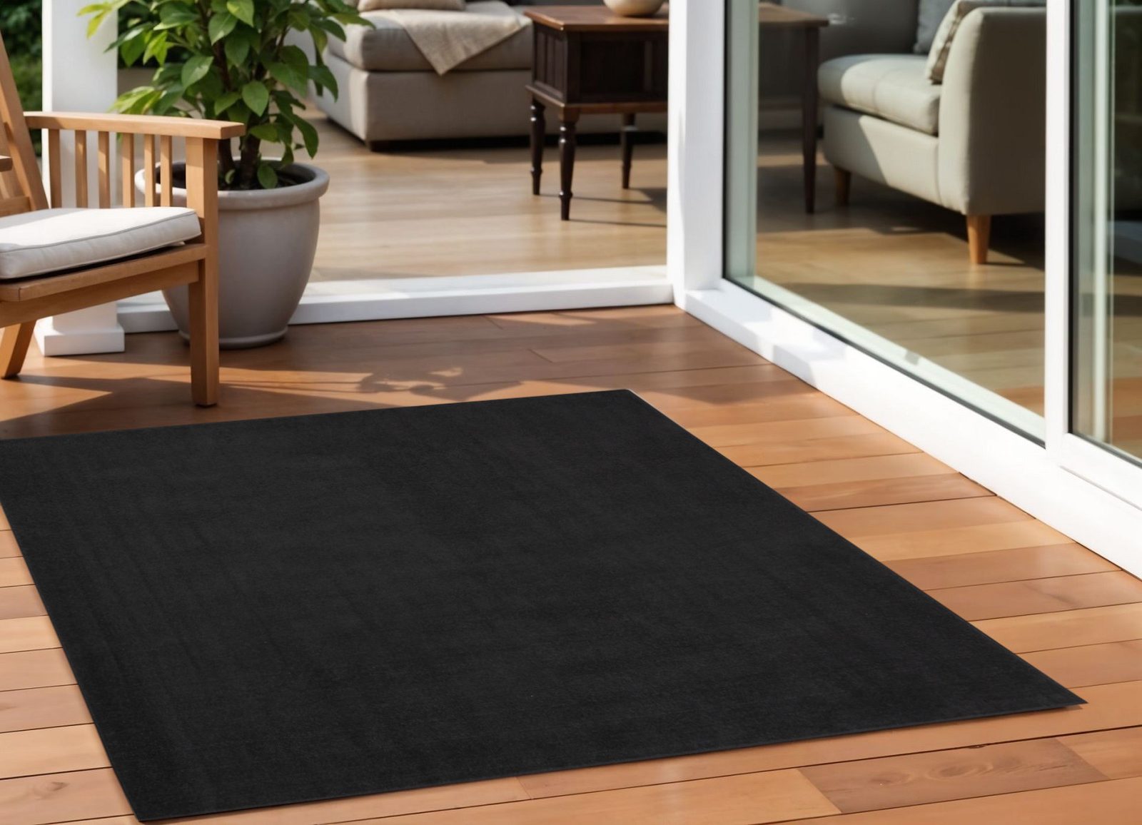 5′ X 5′ Black Square Indoor Outdoor Area Rug