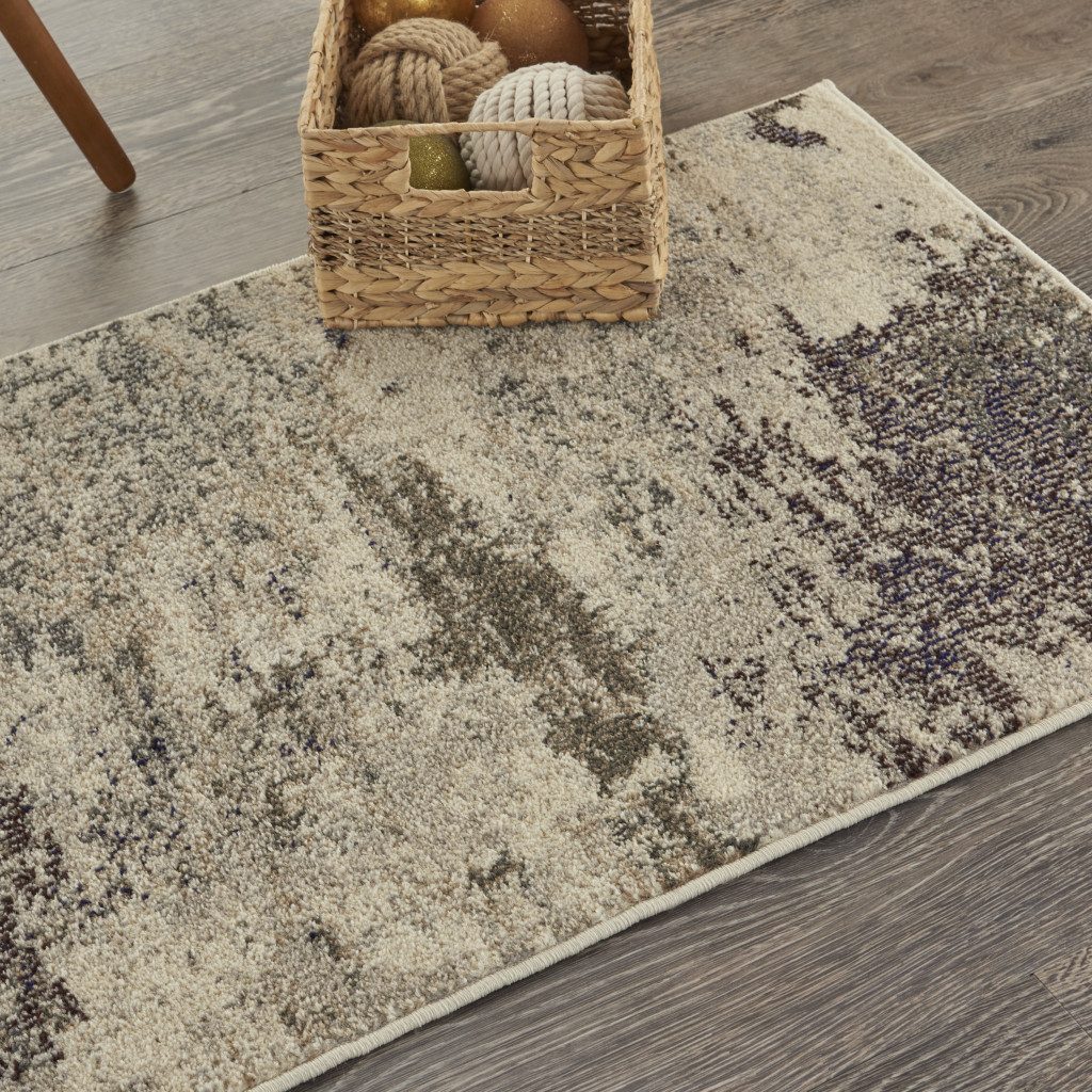 2′ X 4′ Ivory And Grey Abstract Area Rug