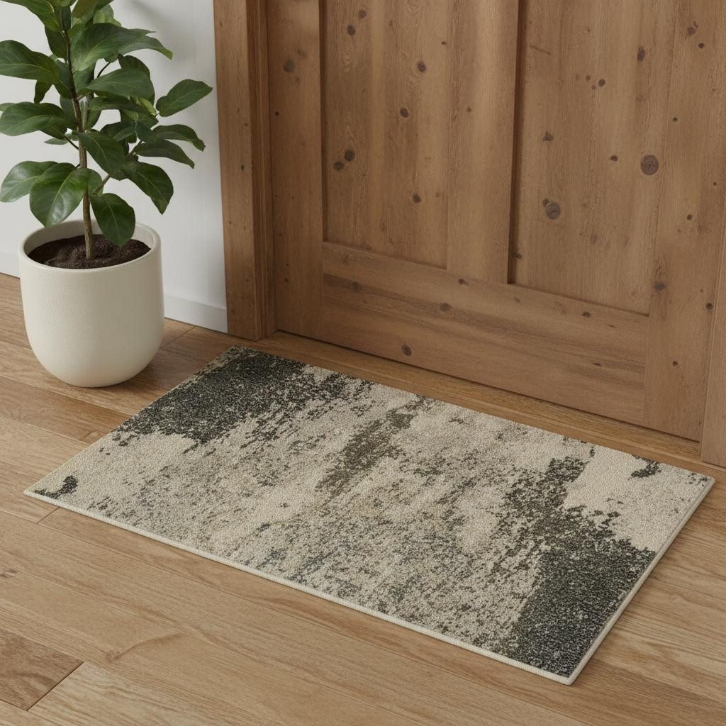 2′ X 4′ Ivory And Grey Abstract Area Rug