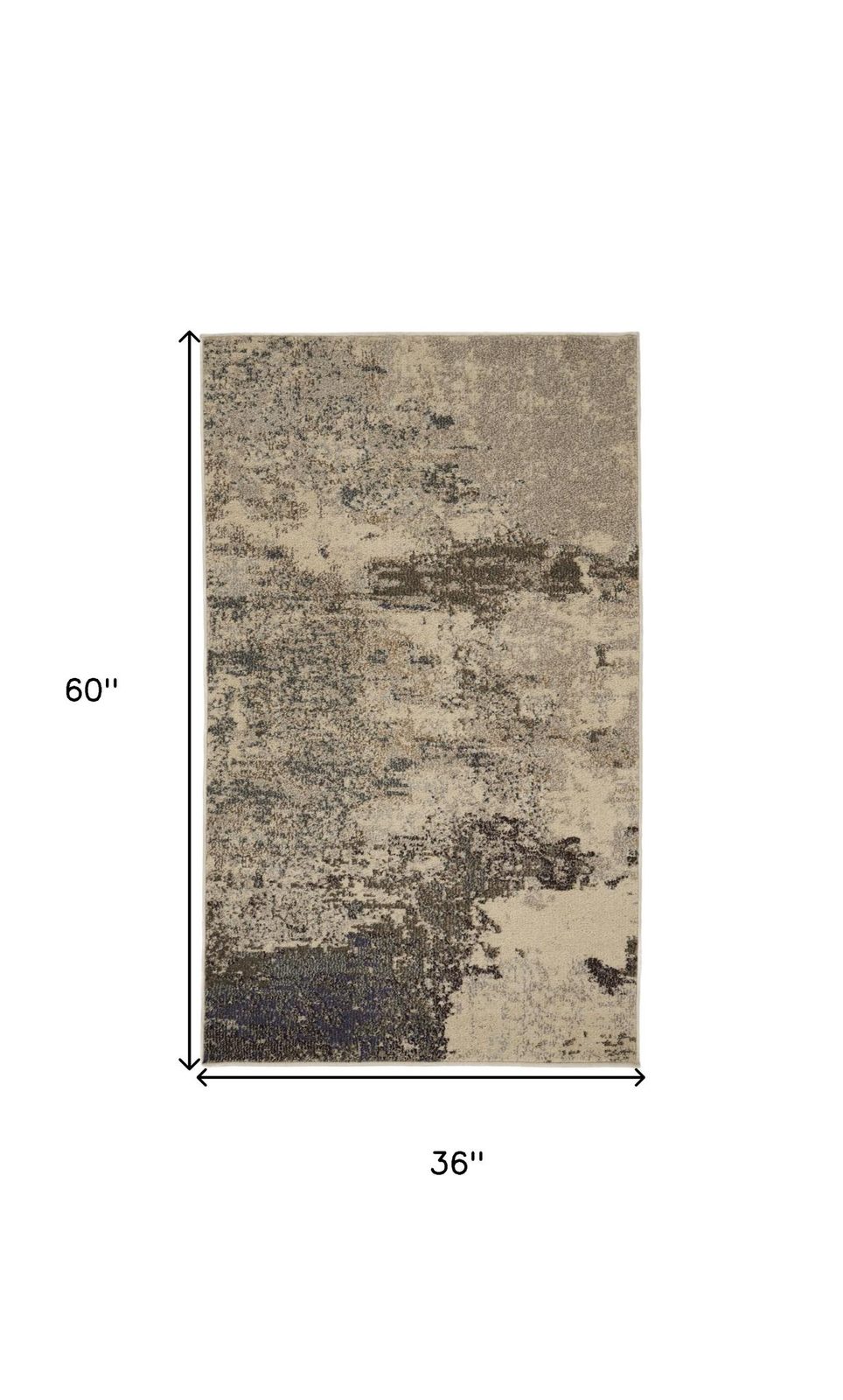 3′ X 5′ Ivory And Grey Abstract Area Rug