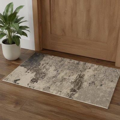 3′ × 5′ Ivory And Grey Abstract Area Rug