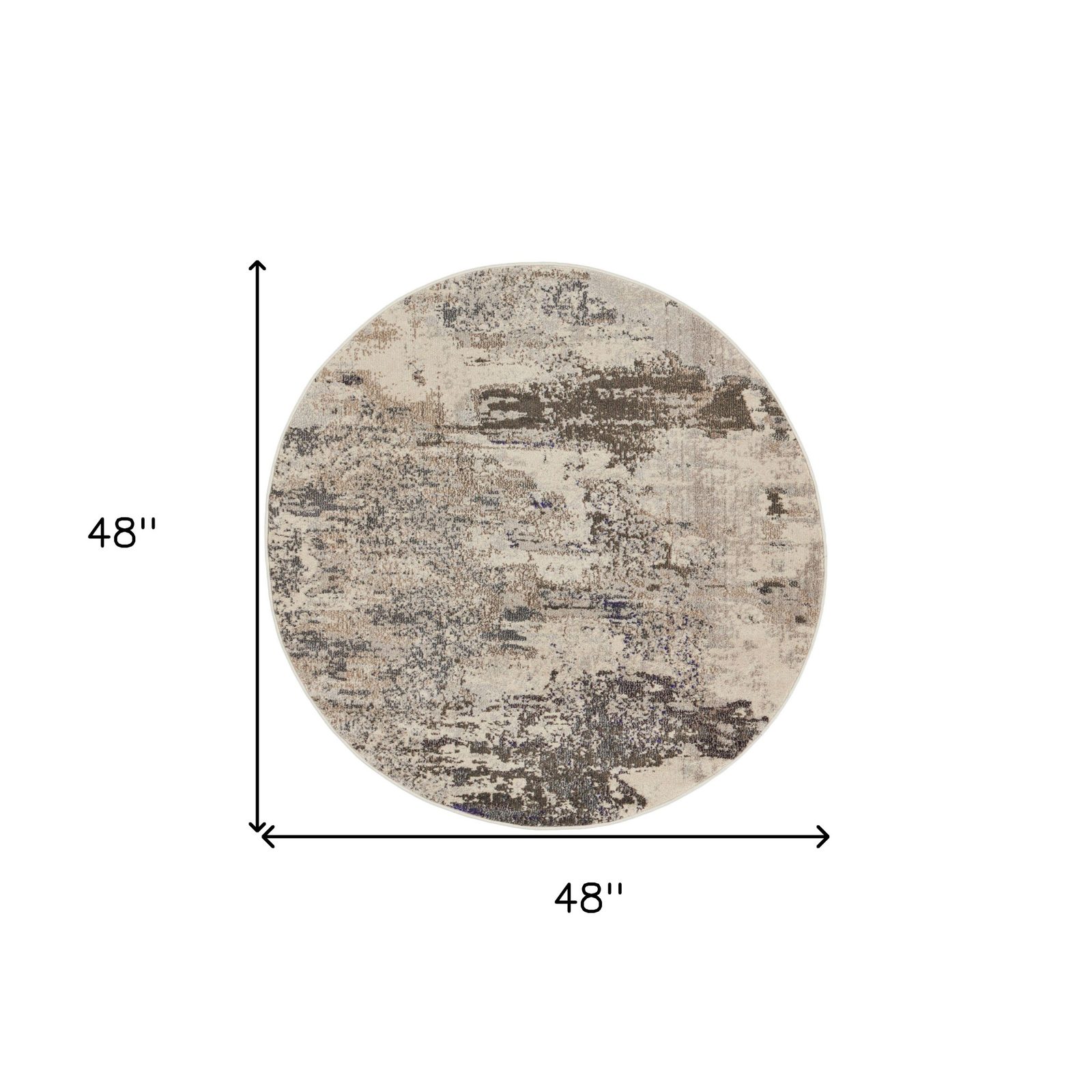 4′ X 4′ Ivory And Grey Abstract Round Rug