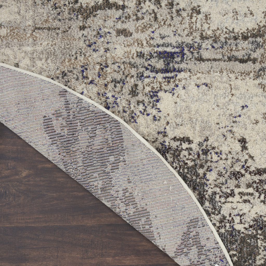 5′ X 5′ Ivory and Grey Abstract Round Rug