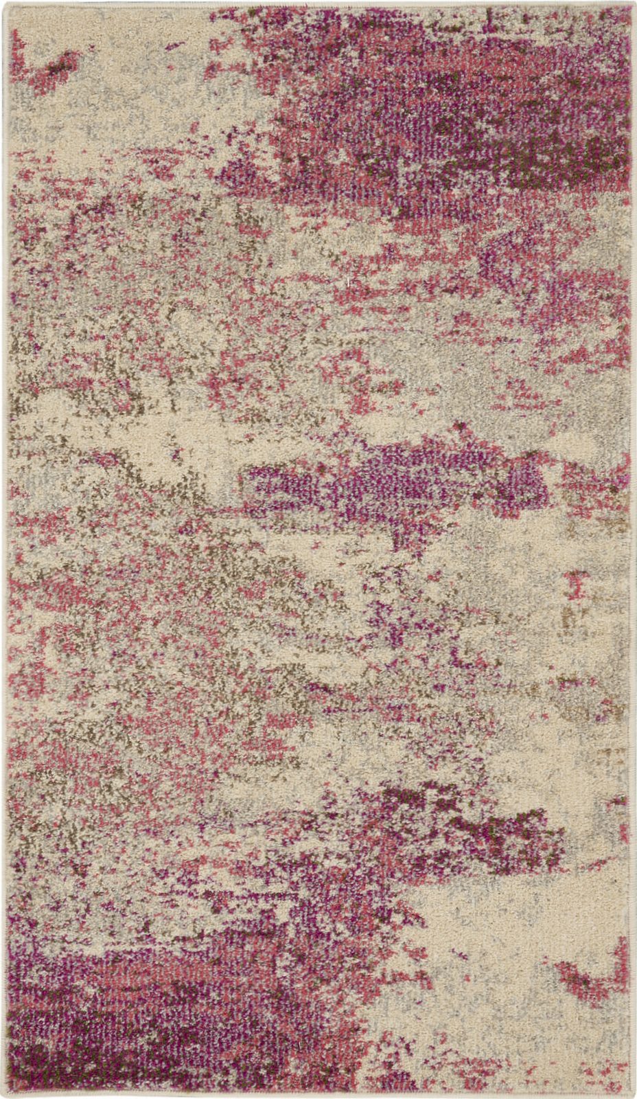 2′ X 4′ Ivory And Pink Abstract Area Rug