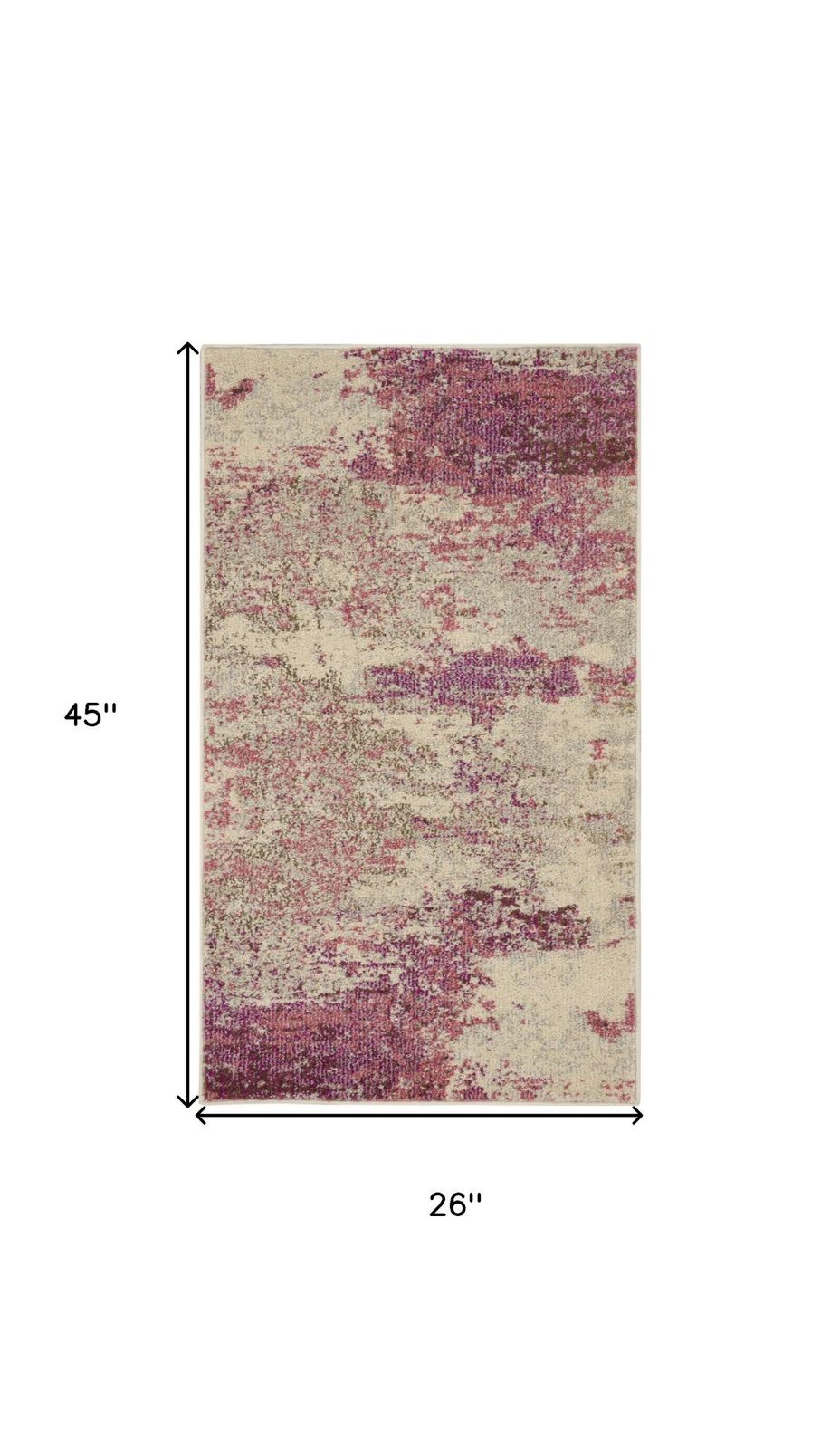 2′ X 4′ Ivory And Pink Abstract Area Rug