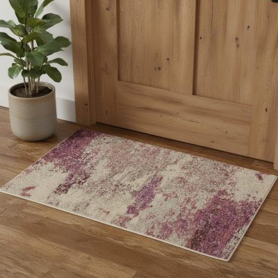 2′ X 4′ Ivory And Pink Abstract Area Rug