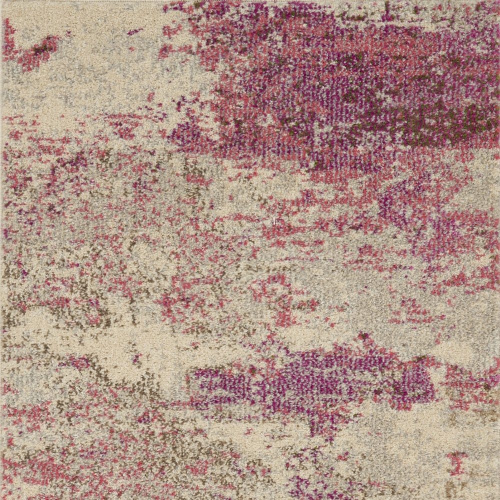 2′ X 4′ Ivory And Pink Abstract Area Rug