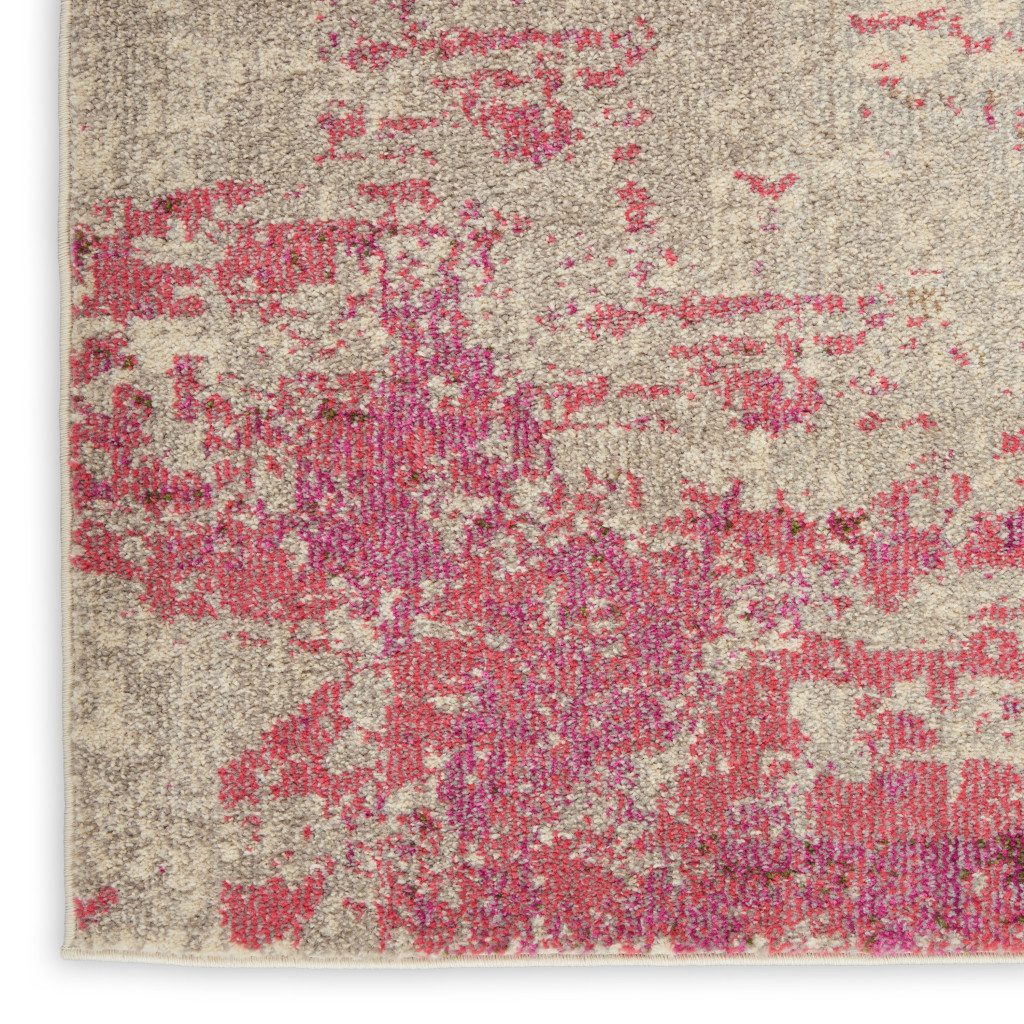2′ X 4′ Ivory And Pink Abstract Area Rug