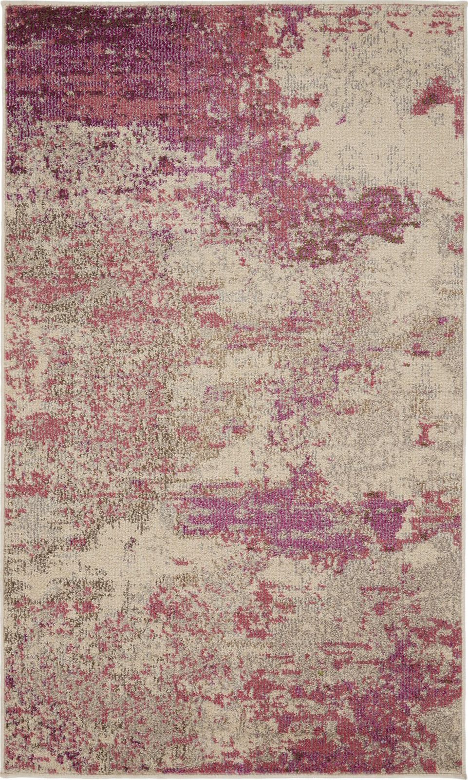 3′ X 5′ Ivory And Pink Abstract Area Rug