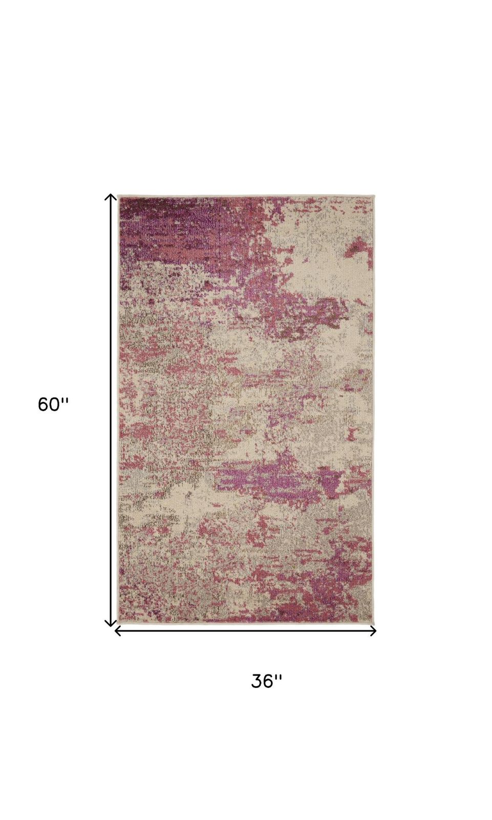 3′ X 5′ Ivory And Pink Abstract Area Rug