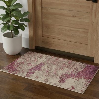 3′ X 5′ Ivory And Pink Abstract Area Rug