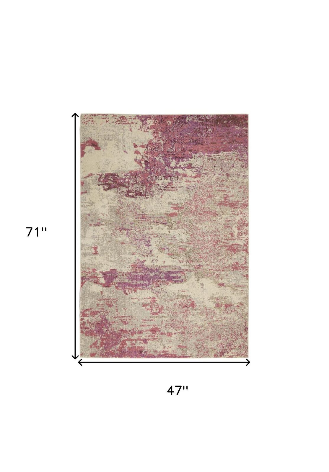 4′ X 6′ Ivory and Pink Abstract Area Rug