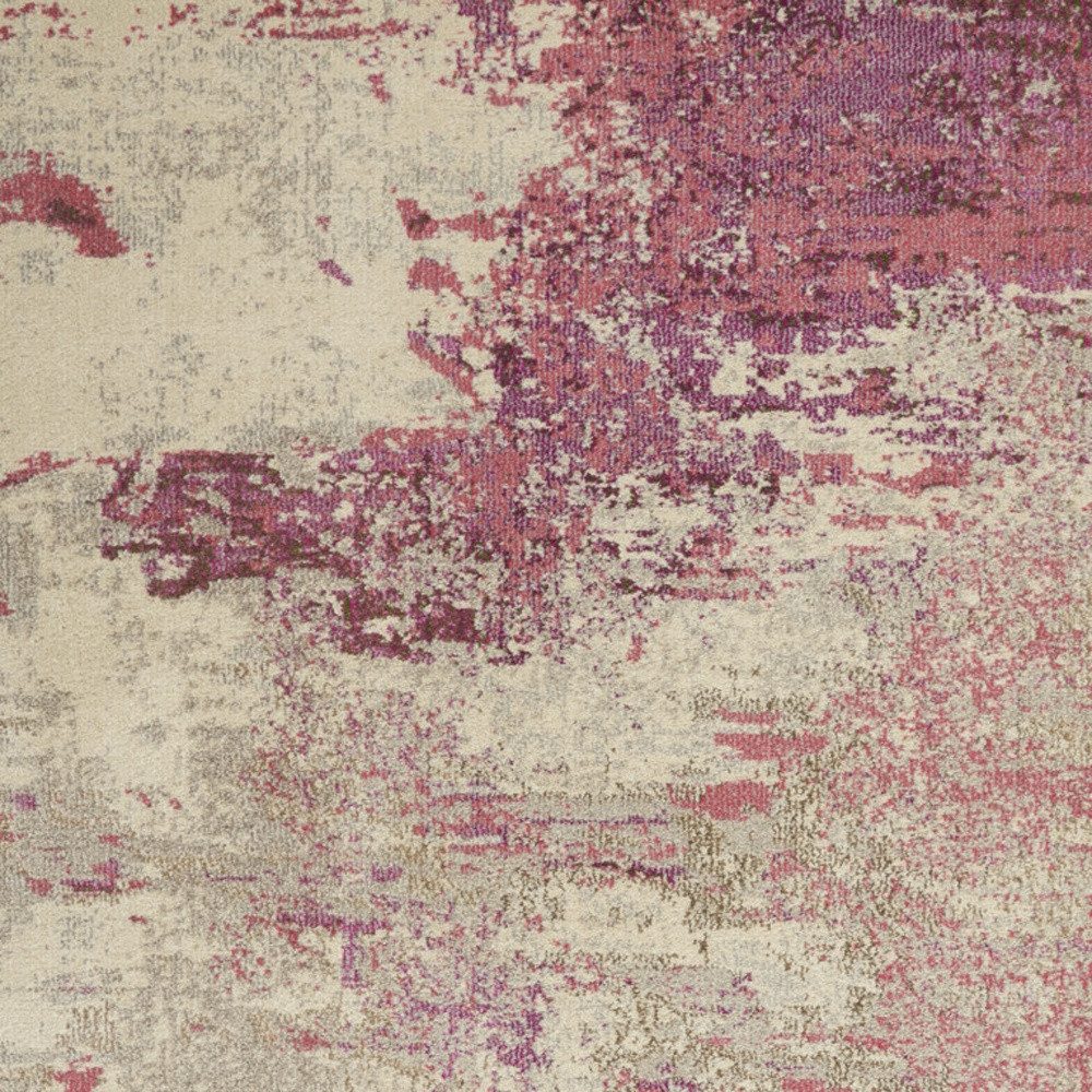 4′ X 6′ Ivory and Pink Abstract Area Rug
