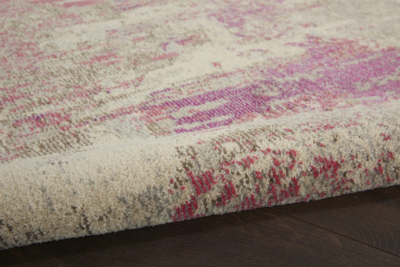 4′ X 4′ Ivory And Pink Abstract Round Rug