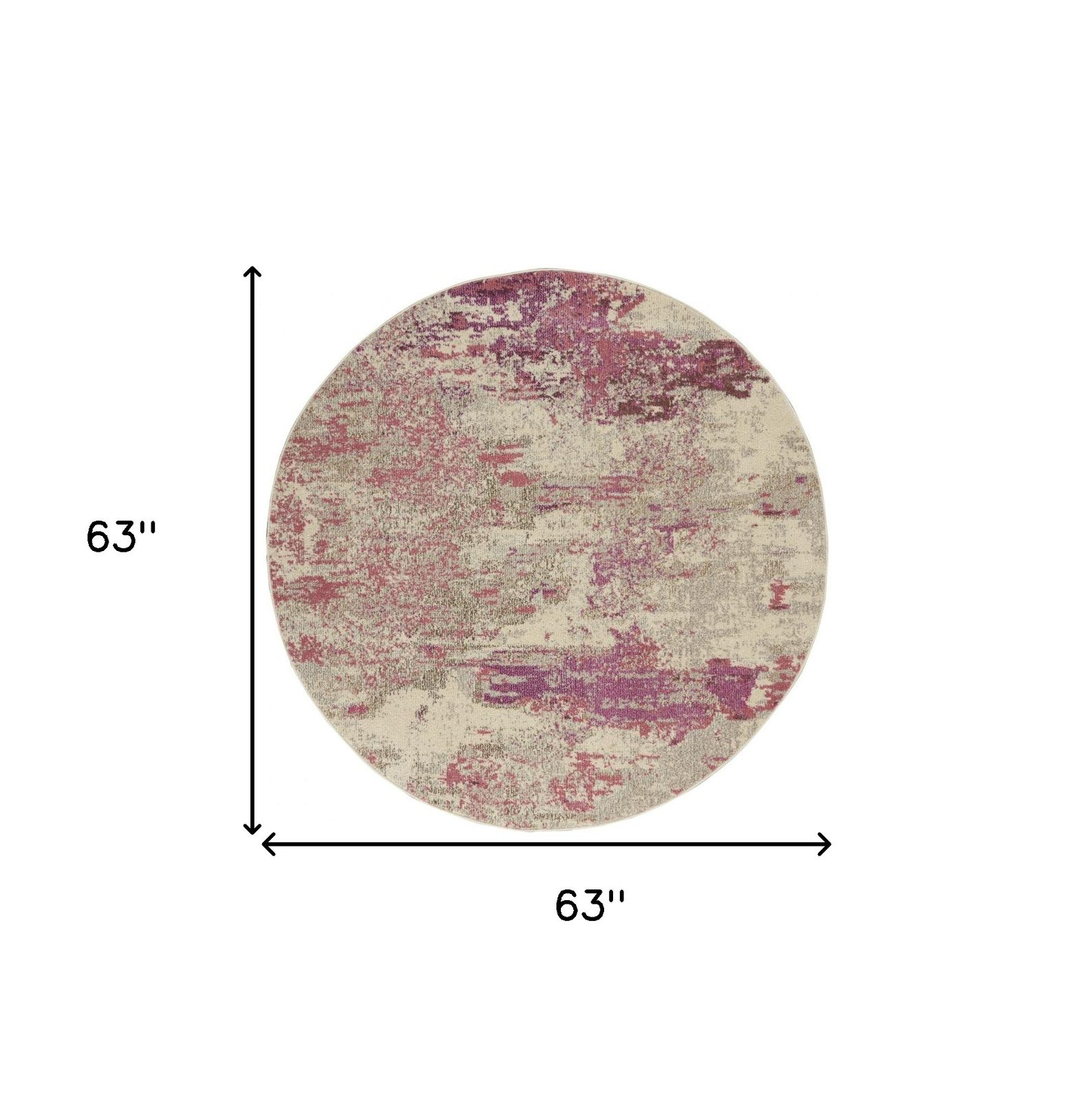 5′ X 5′ Ivory And Pink Abstract Round Rug