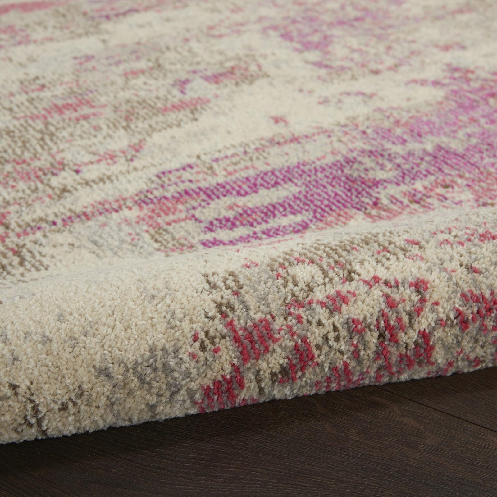 5′ X 5′ Ivory And Pink Abstract Round Rug