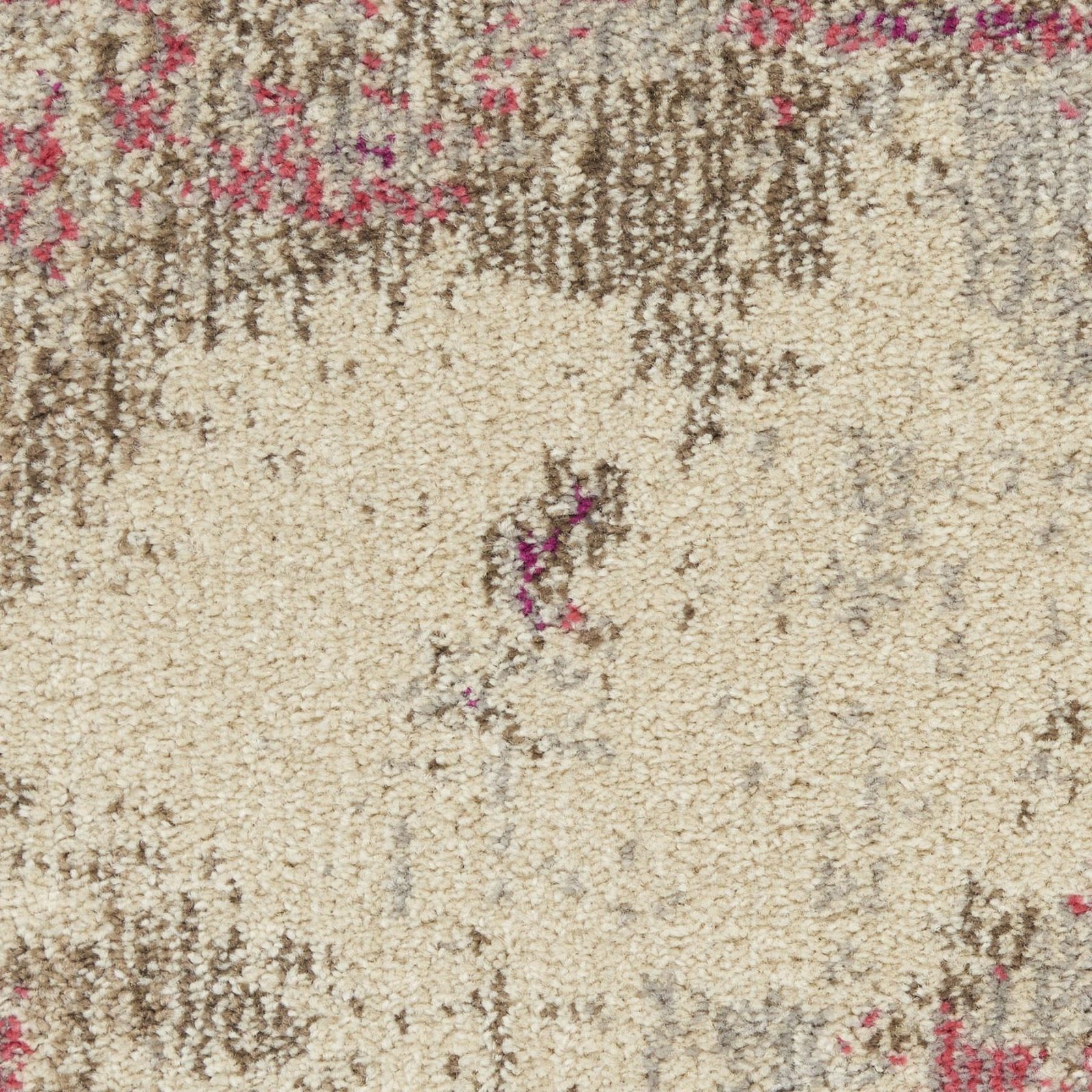 5′ X 5′ Ivory And Pink Abstract Round Rug