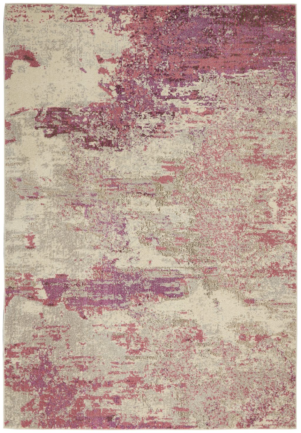 5′ X 7′ Ivory And Pink Abstract Area Rug