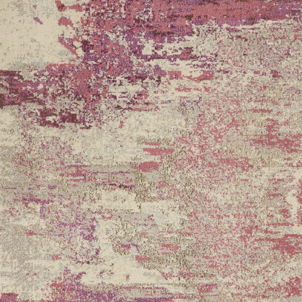 5′ X 7′ Ivory And Pink Abstract Area Rug