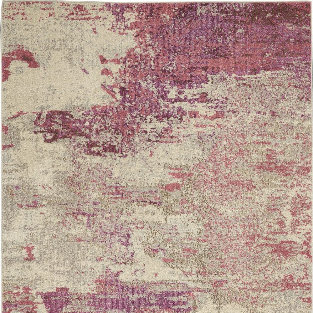 5′ X 7′ Ivory And Pink Abstract Area Rug