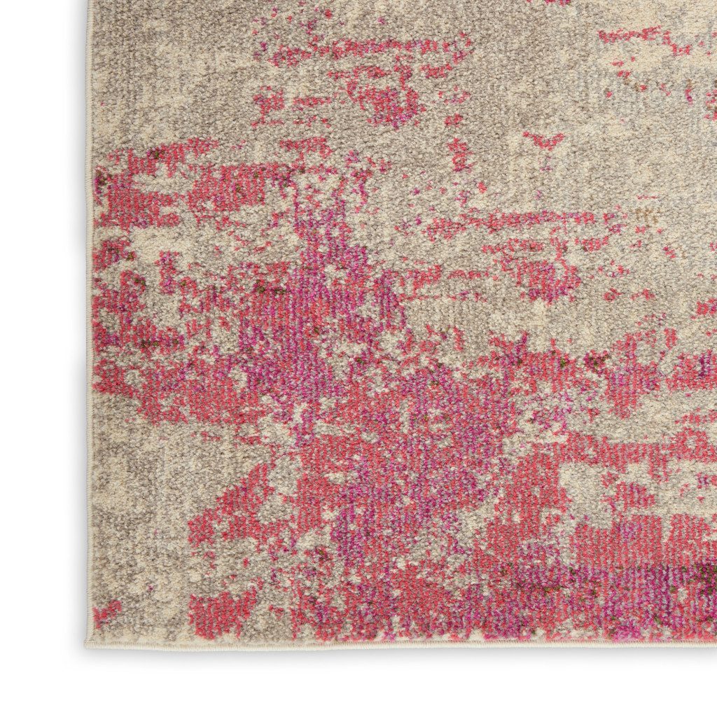 5′ X 7′ Ivory And Pink Abstract Area Rug