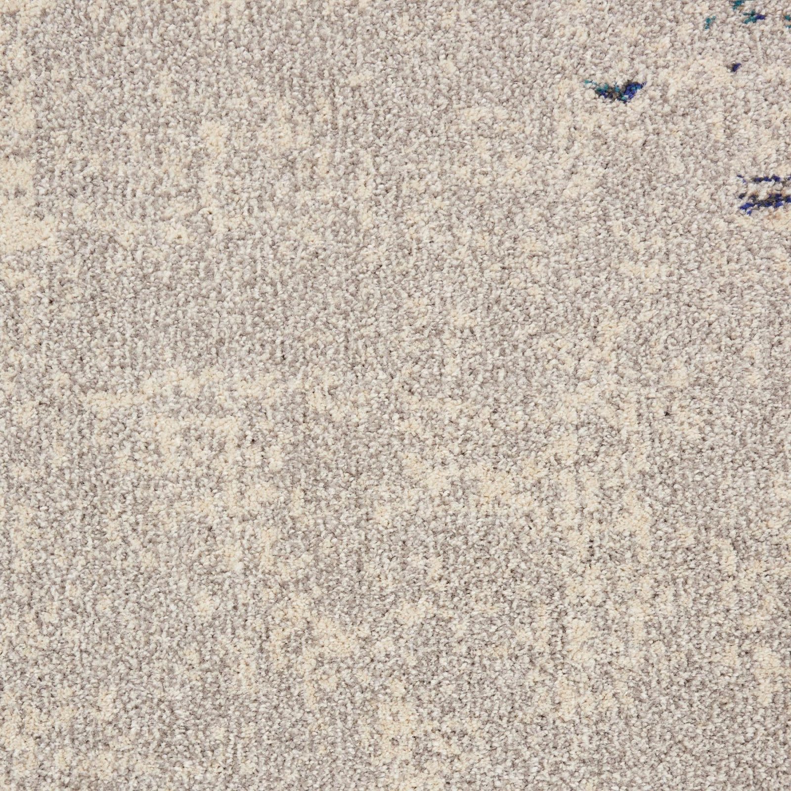 Ivory and Teal Blue Abstract Polypropylene Area Rug