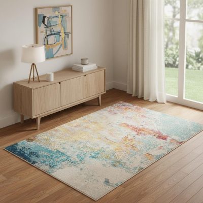 4′ X 6′ Sealife Abstract Non Skid Area Rug
