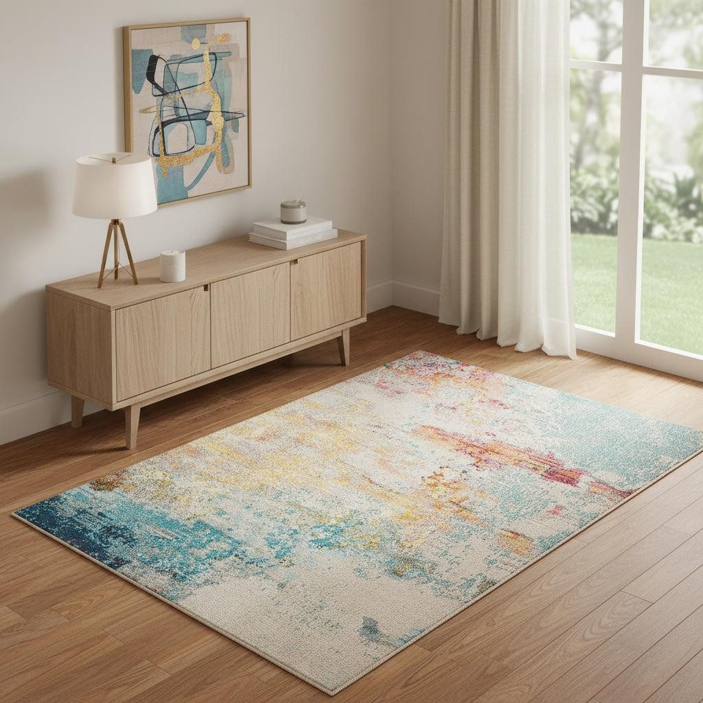 4′ X 6′ Sealife Abstract Non Skid Area Rug