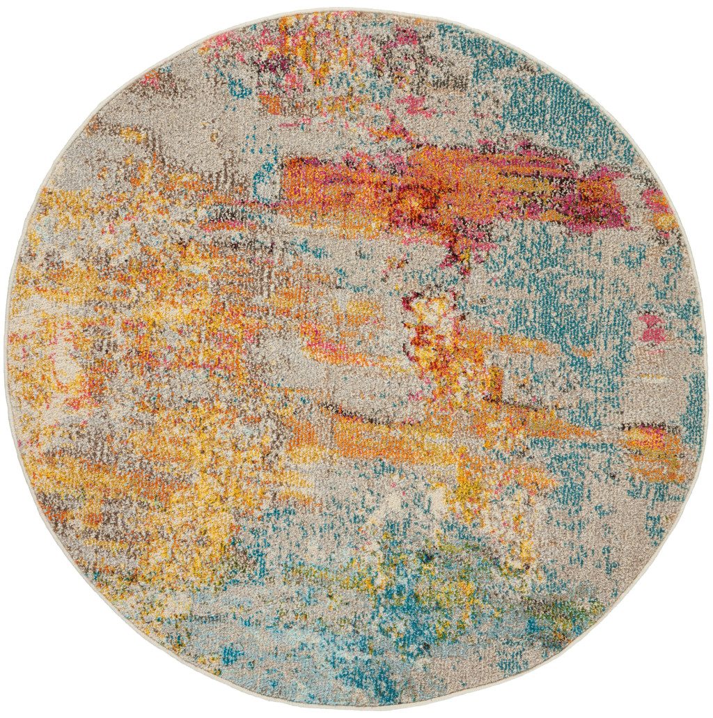 5′ X 5′ Sealife Abstract Round Rug
