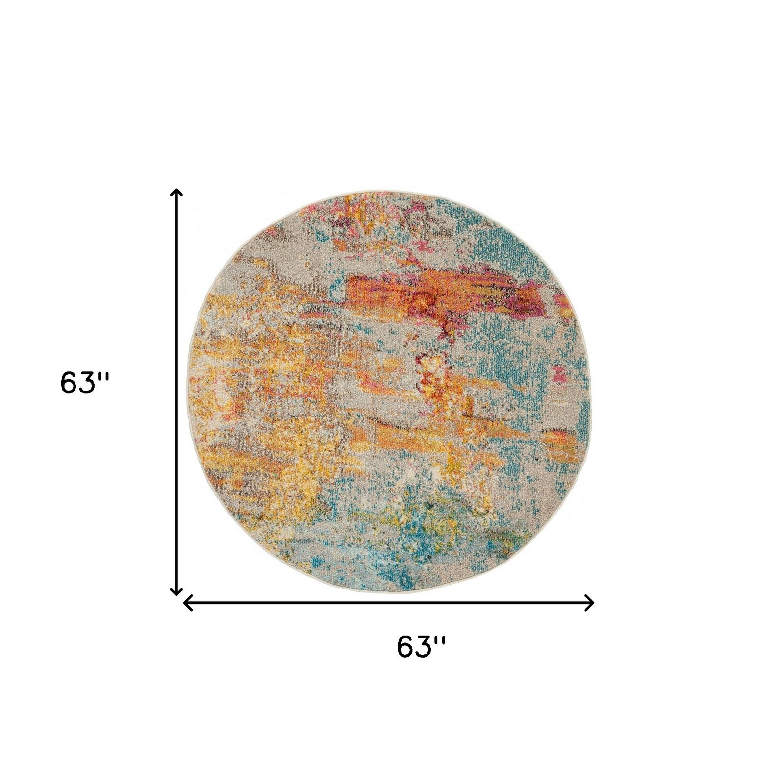 5′ X 5′ Sealife Abstract Round Rug