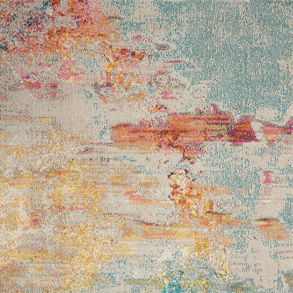 5′ X 7′ Blue and Orange Abstract Area Rug