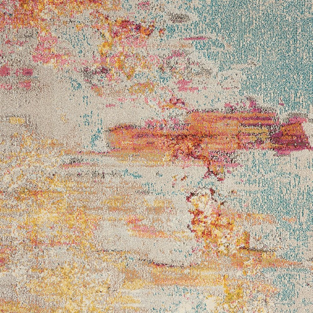 5′ X 7′ Blue and Orange Abstract Area Rug