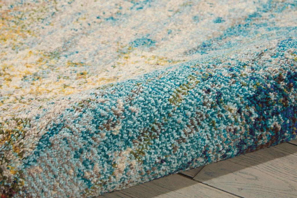 5′ X 7′ Blue and Orange Abstract Area Rug
