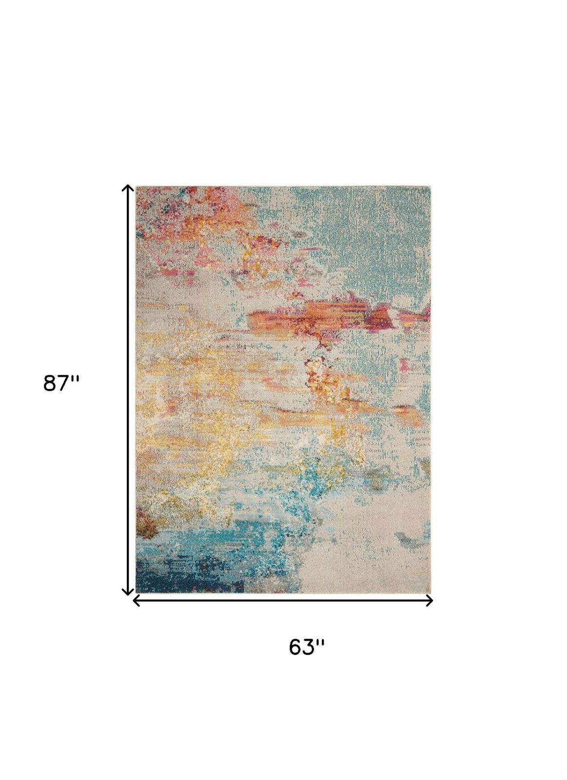 5′ X 7′ Blue and Orange Abstract Area Rug