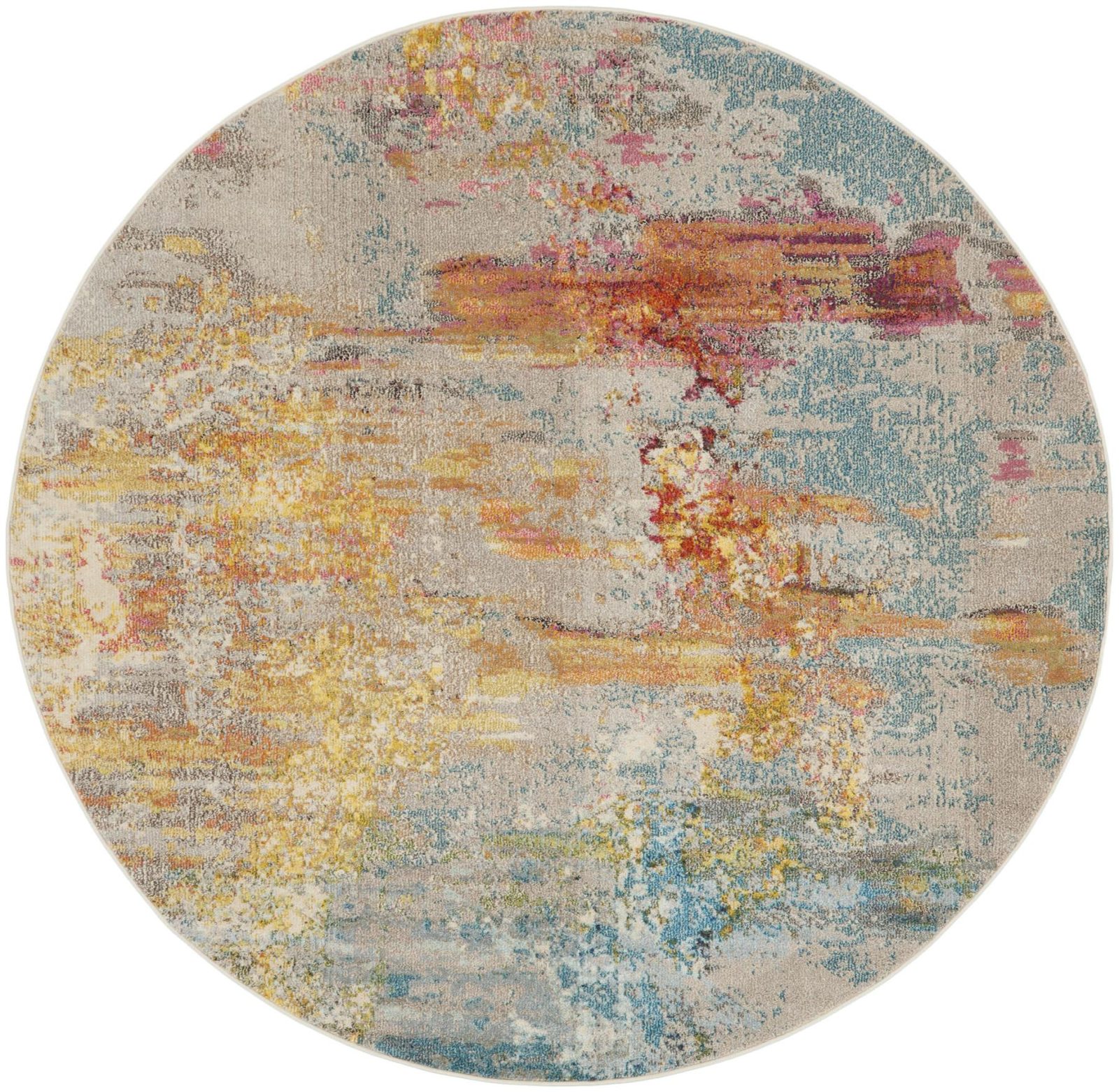 8′ X 8′ Sealife Abstract Round Rug