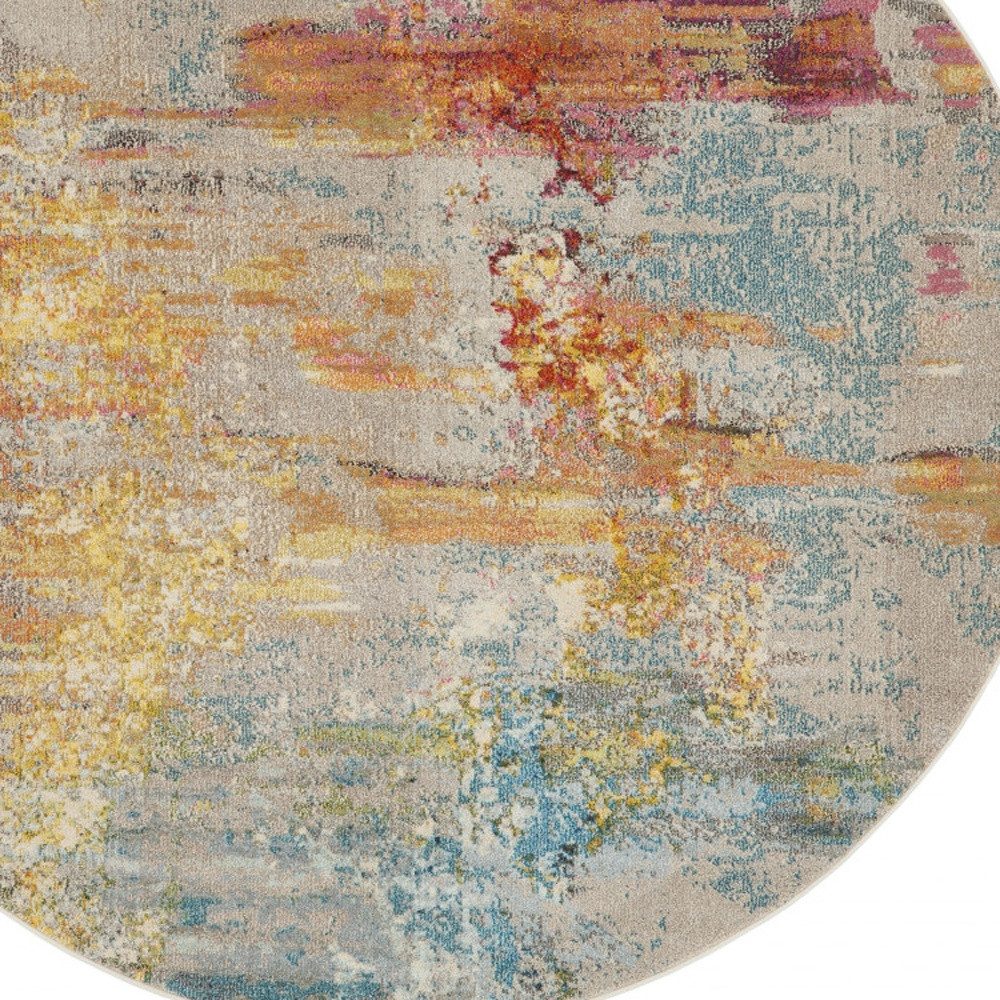 8′ X 8′ Sealife Abstract Round Rug