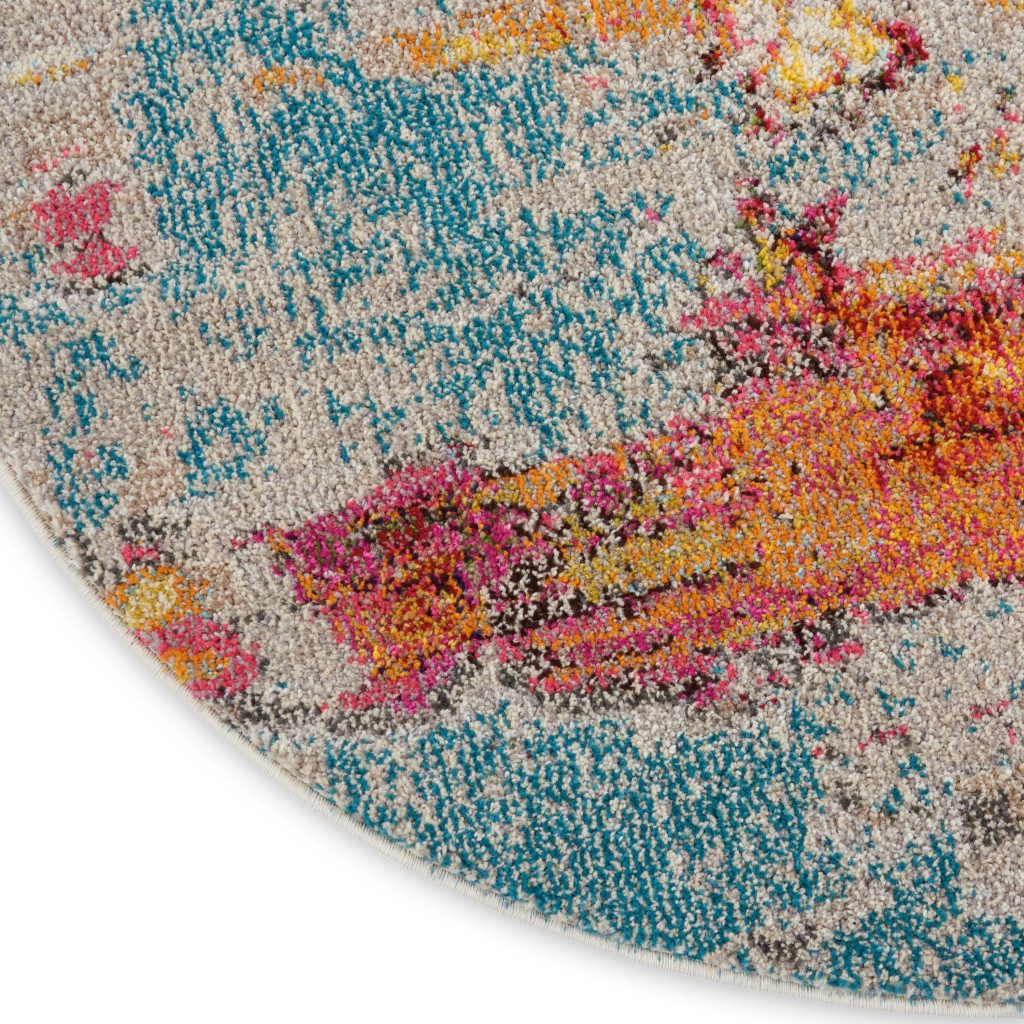 8′ X 8′ Sealife Abstract Round Rug